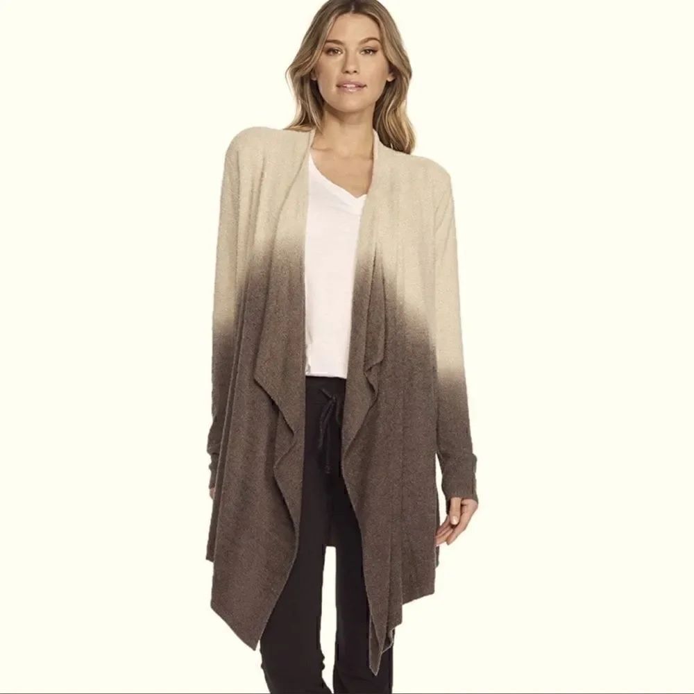 BAREFOOT DREAMS- OMBRE BAMBOO CHIC LITE CALYPSO WRAP IN STONE AND COCOA, Sz S/M